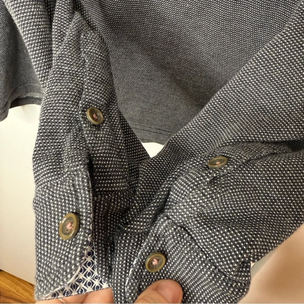 Ted Baker grey and white textured Polo Long Sleeve Shirt size XL - Picture 6 of 9